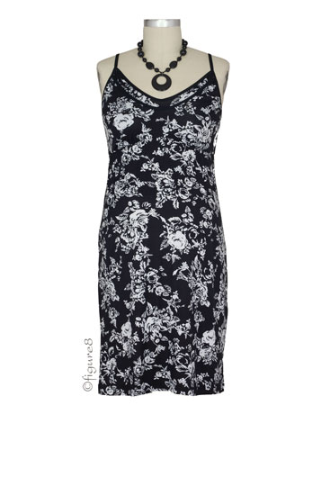 D & A Floral Nursing Cami-Gown (Black & White Floral)