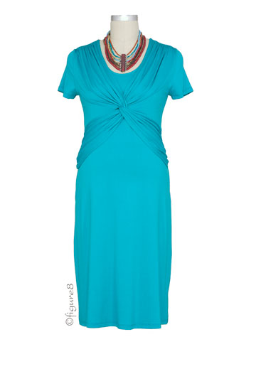 Maternal America Interlace Nursing Dress (Blue Lagoon)