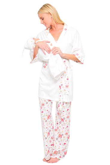 Olian 5-Piece Nursing PJ Set (Heart & Floral Print)
