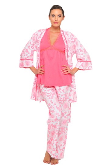 Olian 4-Piece Nursing PJ Set (Pink Print)