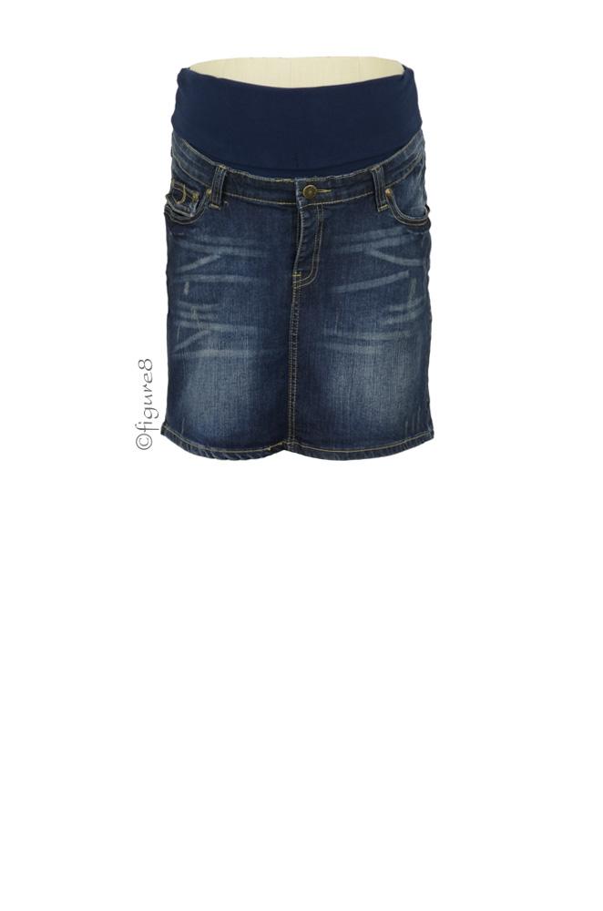 Ripe Denim Short Maternity Skirt (Blue Denim)