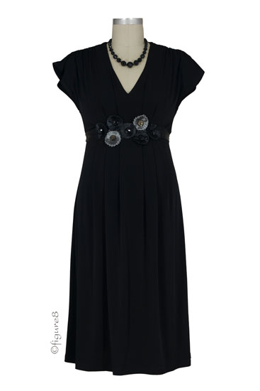 Ivy Embellished Maternity Dress (Black)
