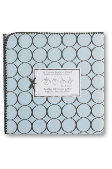 Swaddle Designs Ultimate Receiving Blanket (Pastel Blue w. Brown Circles)