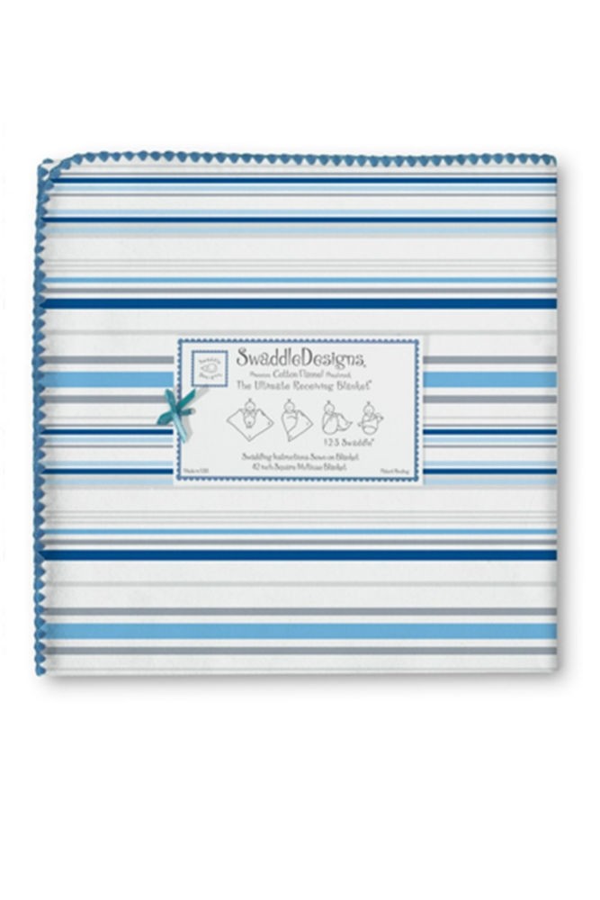 Swaddle Designs Ultimate Receiving Blanket (True Blue Stripes)