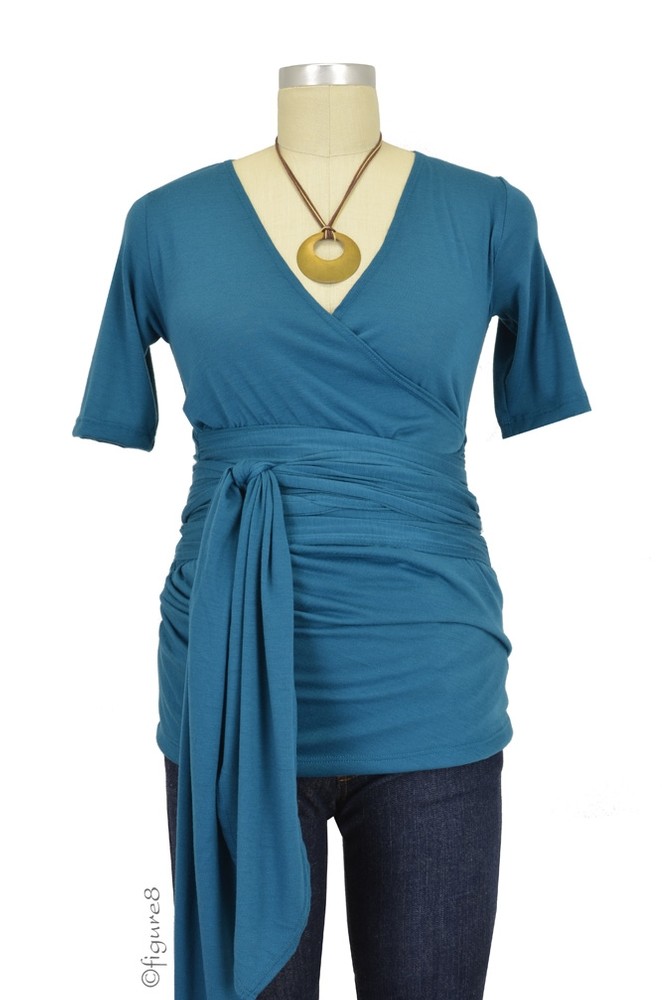 The Bella Wrap Around SS Maternity Top (Teal)