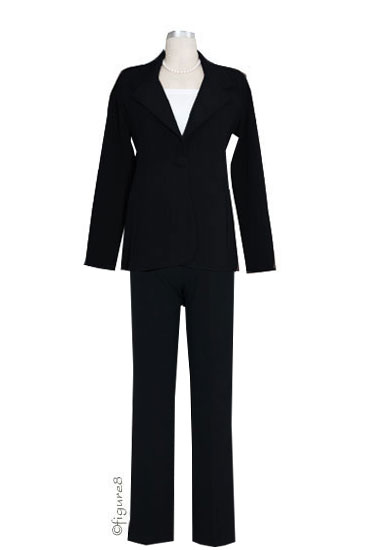 Slim-Leg 3 pc. Maternity Pant & Skirt Suit (Black)