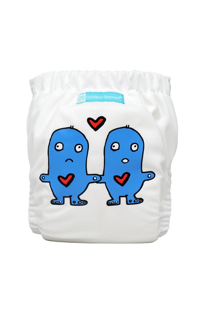Charlie Banana® 2-in-1 One Size Reusable Diapers (Lovey Dovey on White)