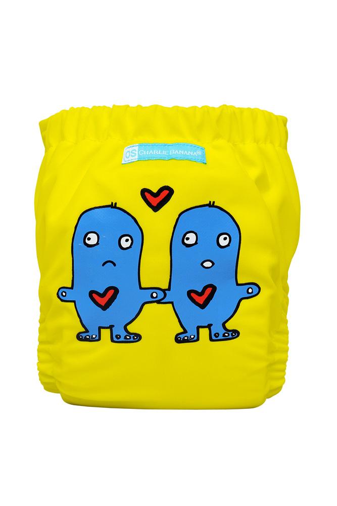 Charlie Banana® 2-in-1 One Size Reusable Diapers (Lovey Dovey on Yellow)