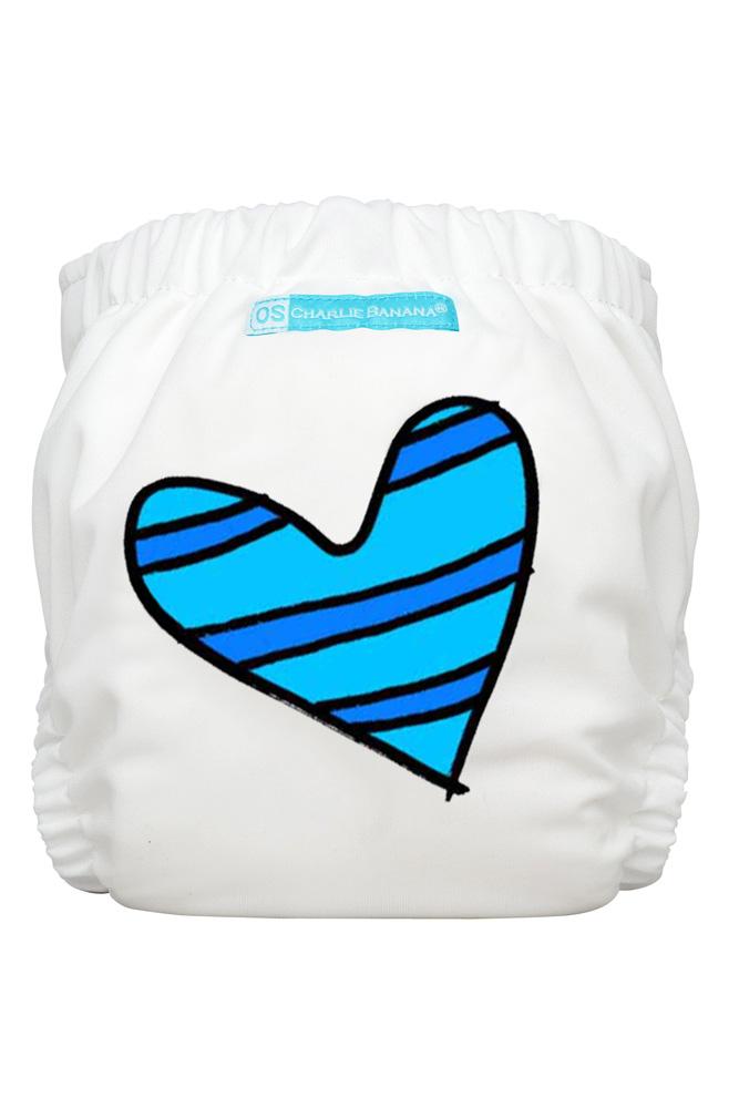 Charlie Banana® 2-in-1 One Size Reusable Diapers (Blue Petit Coeur on White)