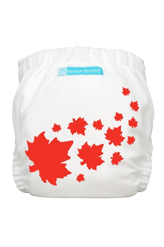 Charlie Banana® 2-in-1 One Size Reusable Diapers (Maple Leaf on White)