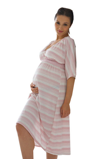 Samantha Kimono Nursing Dress (Blush Stripes)