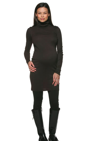 Talya Turtleneck Maternity Dress (Black)