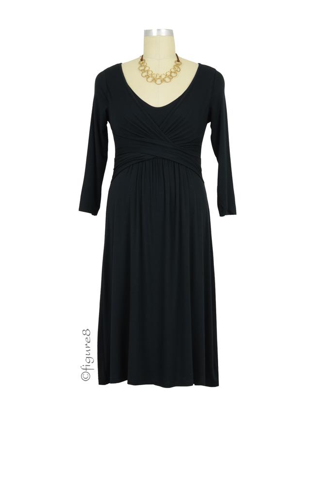 Ilana Cross Wrap Nursing Dress (Black)