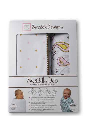 SwaddleDesigns Swaddle Duo Gift Set (Pastel Pink Triplets)