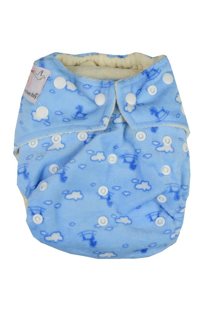 Kawaii Bamboo Minky Mom Collection Cloth Diaper (Blue Rocking Horse)
