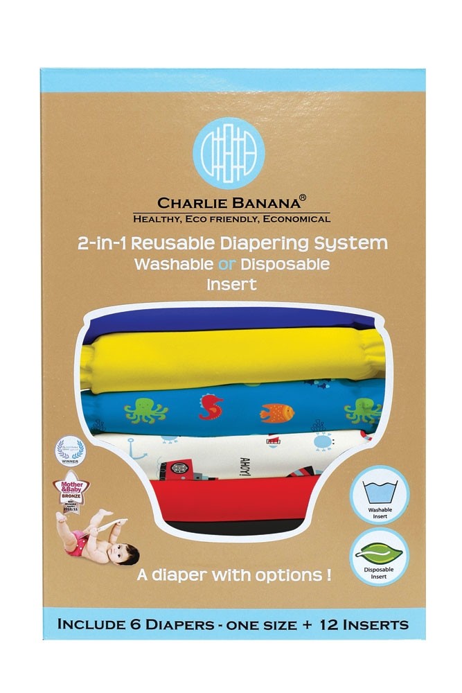 Charlie Banana® 2-in-1 Reusable Diapers - 6 Pack (Under the Sea)