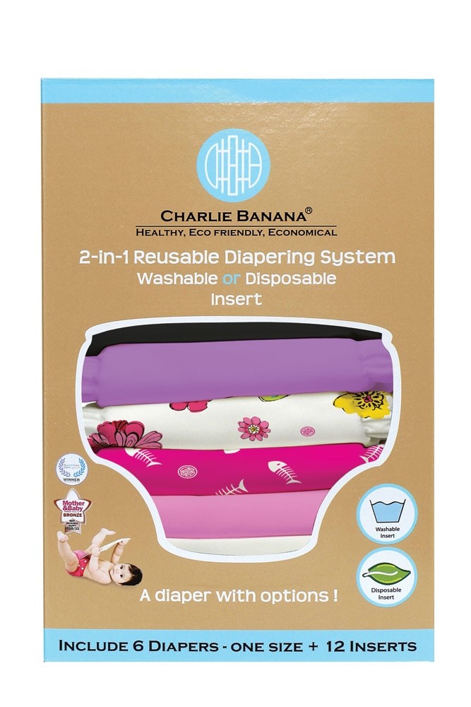 Charlie Banana® 2-in-1 Reusable Diapers - 6 Pack (Sassy)