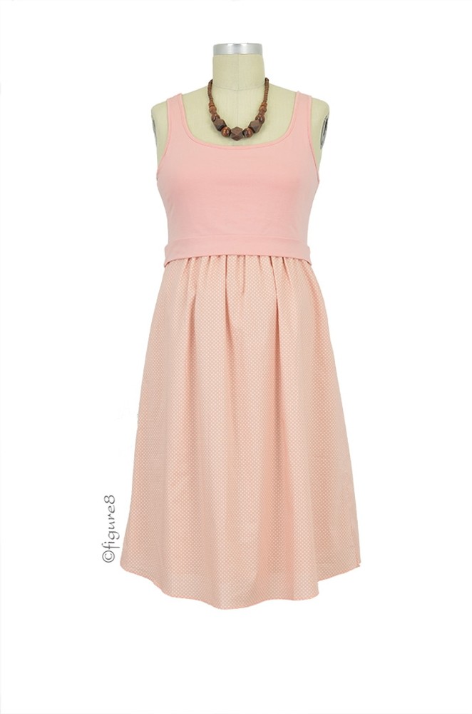 Sweet Pea Cotton Nursing Dress (Confetti Dots - Apricot)