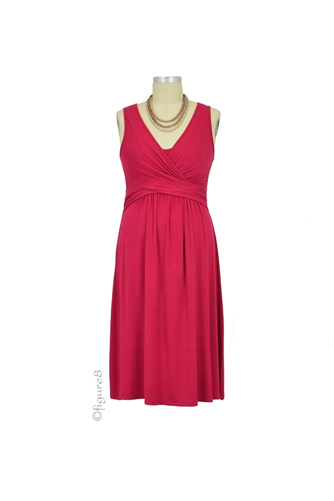 Ava Nursing Wrap Dress (Cherry Red)