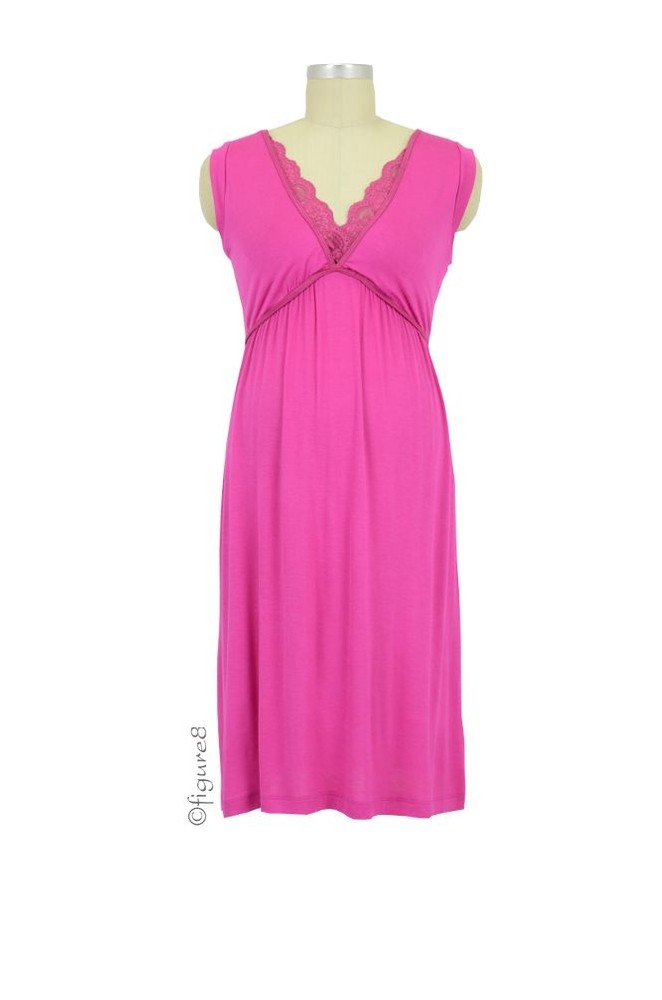D&A Lace Neck Sleeveless Nursing Gown (Peony)