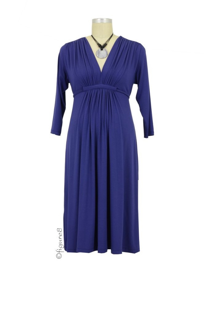 Lucy 3/4 Sleeve Maternity Dress (Persian Blue)