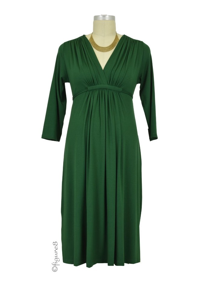 Olian Lucy 3/4 Sleeve Maternity Dress (Hunter Green)
