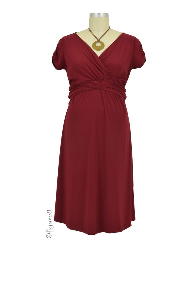 Hillary Luxe Jersey Nursing Dress (Burgundy)