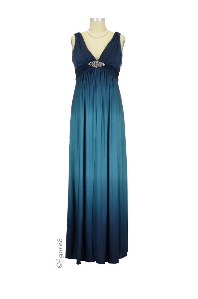 Andrea Ombre Maternity Gown (Teal/Navy)