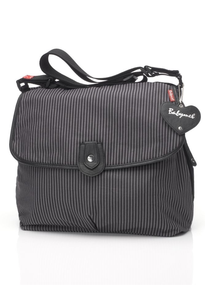 Babymel Satchel Stripe Canvas Diaper Bag (Grey Stripe)