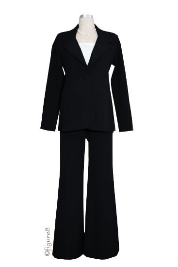 Olian's Career Wide-Leg 2-pc. Maternity Pant Suit Set (Black)