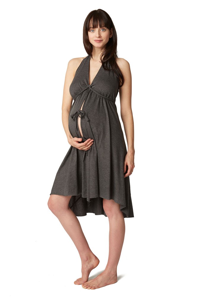 Pretty Pushers Cotton Jersey Labor Gown (Charcoal Grey)