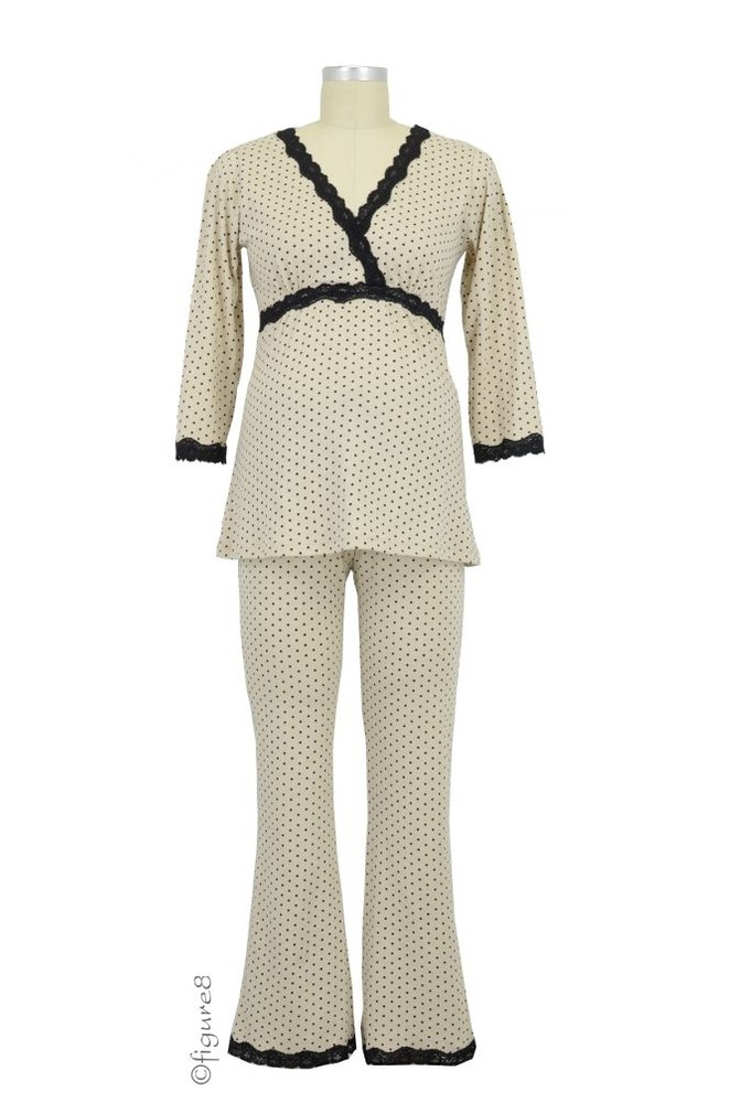 Belabumbum Dottie Kimono Nursing Tunic & Pant Set (Khaki Dot)
