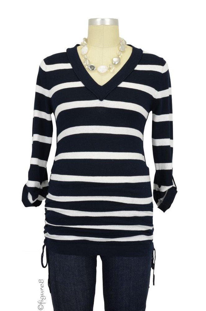 Veronica Knit Maternity Top (Navy & White Stripes)