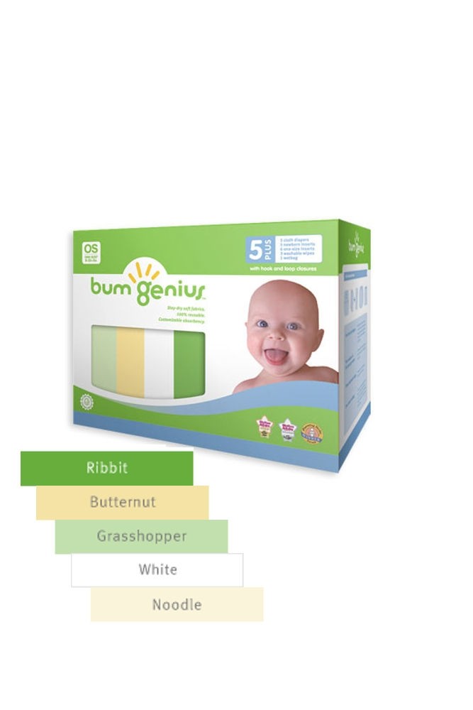 bumGenius 5+ Pack 4.0 One-Size Stay-Dry Cloth Diaper Hook & Loop (Neutral Colors)