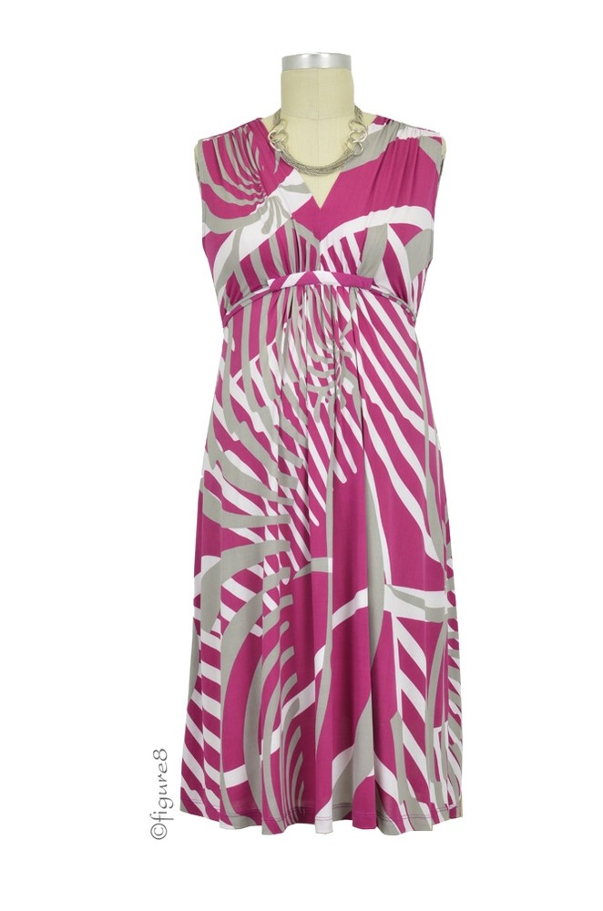 Claudette Maternity Dress (Pink & White Abstract Print)