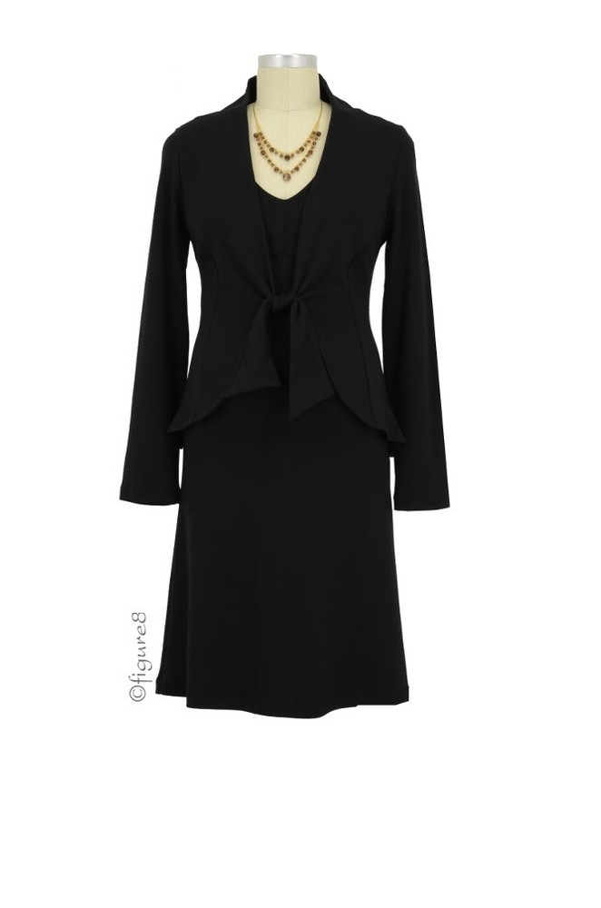 JW Ponte Every-Wear Maternity Dress with Jacket (Black)