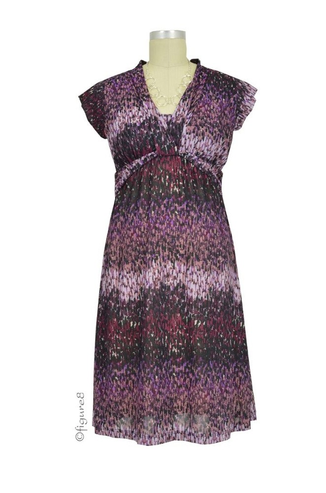 D&A Twist Front Nursing Dress (Purple Abstract Print)