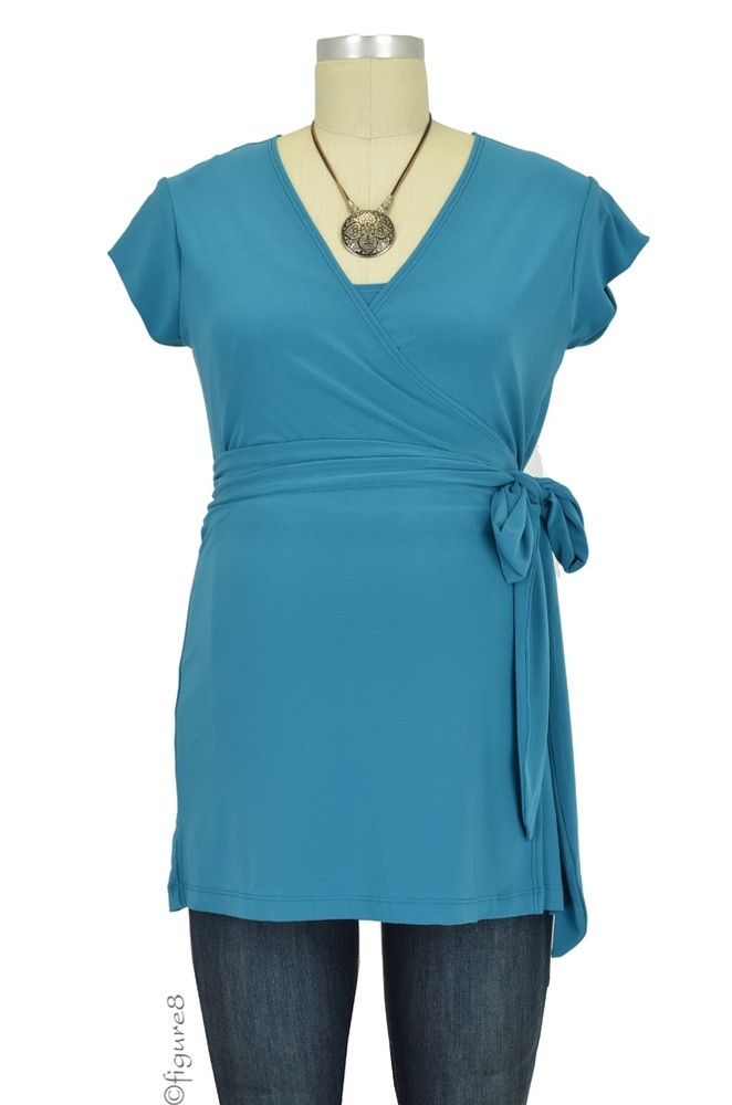 Stacy Luxe Wrap Nursing Top (Teal)