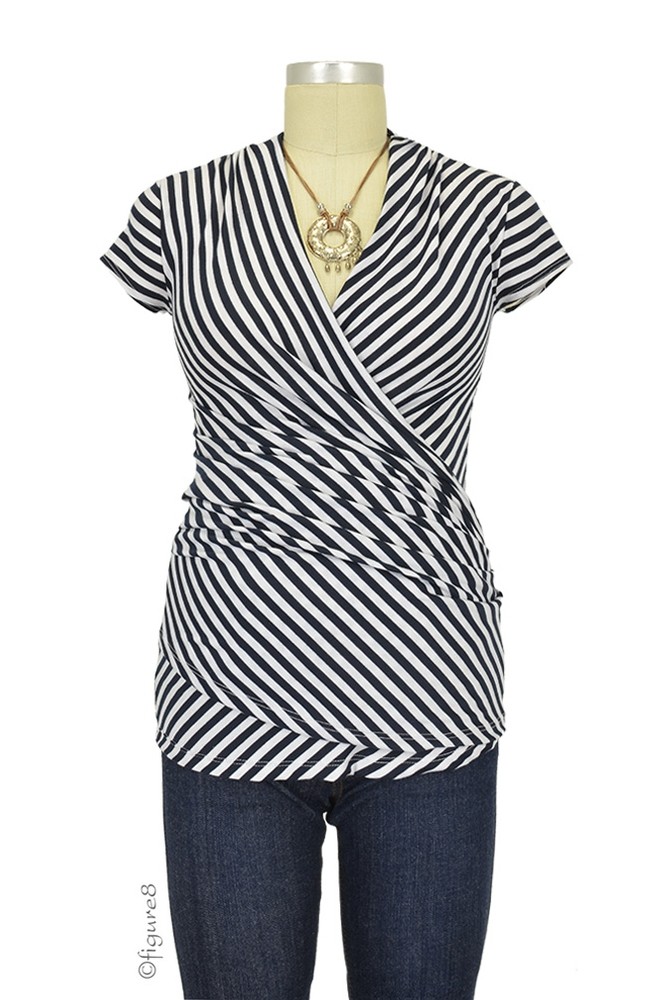 Karen Maternity Top (Navy & White Stripes)
