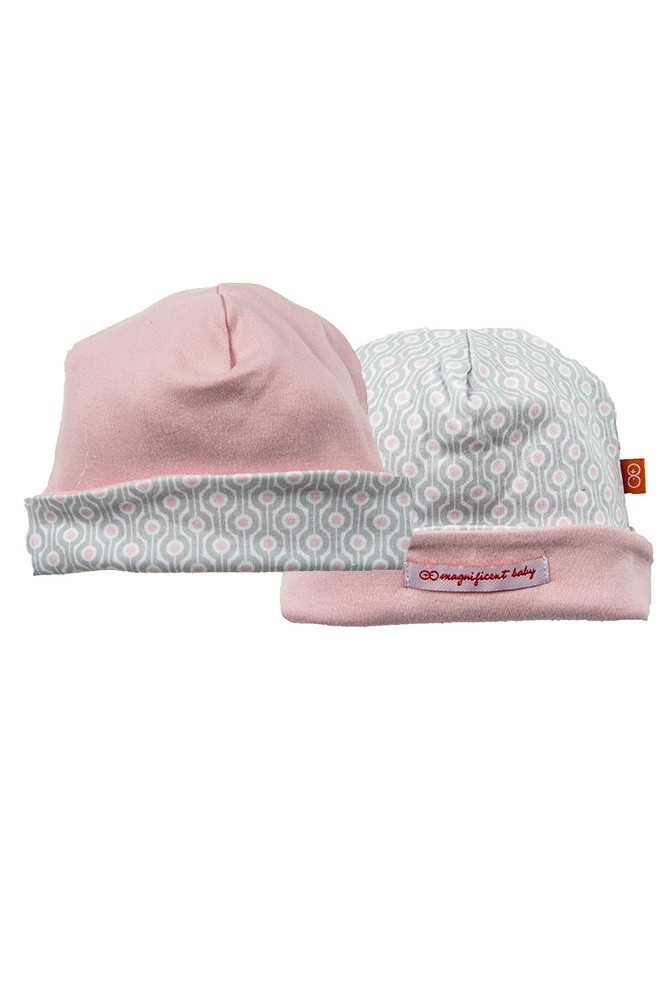 Magnetic Me™ by Magnificent Baby Cotton Reversible Hat (Pink Mod Dot)