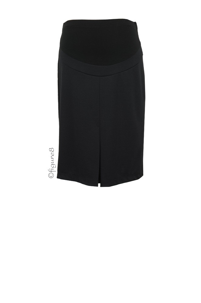 Audrey Maternity Pencil Skirt with Belly Panel (Black)