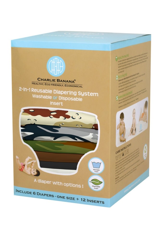 Charlie Banana® 2-in-1 Reusable Diapers - 6 Pack (Boot Camp)