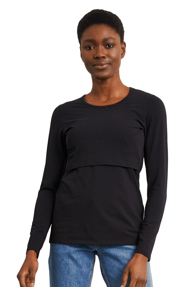 Boob Design Classic Organic Long Sleeve Maternity & Nursing Top (Black)