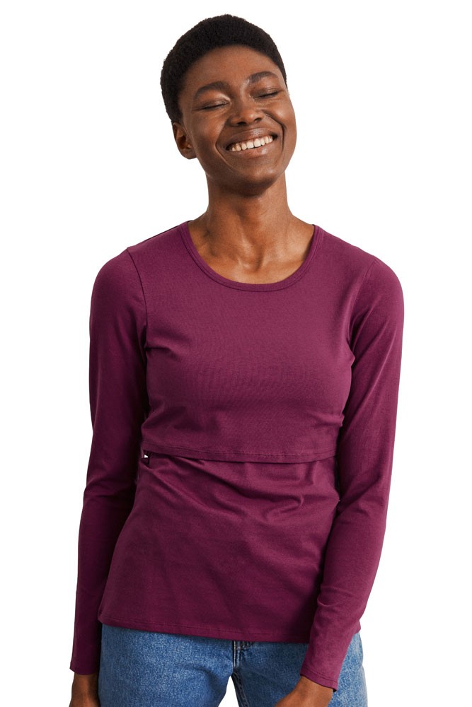 Boob Design Classic Organic Long Sleeve Maternity & Nursing Top (Purple)