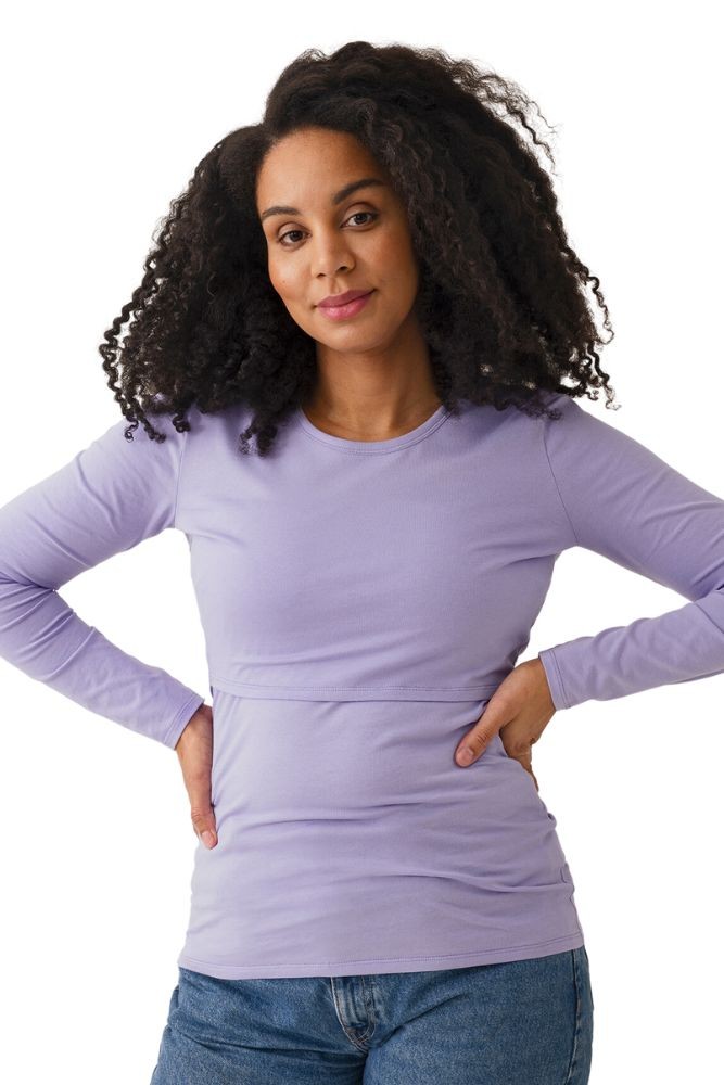 Boob Design Classic Organic Long Sleeve Maternity & Nursing Top (Lilac)