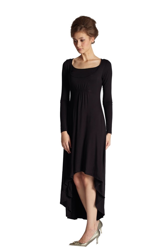 The Dakota Hi-Low Nursing Dress (Black)