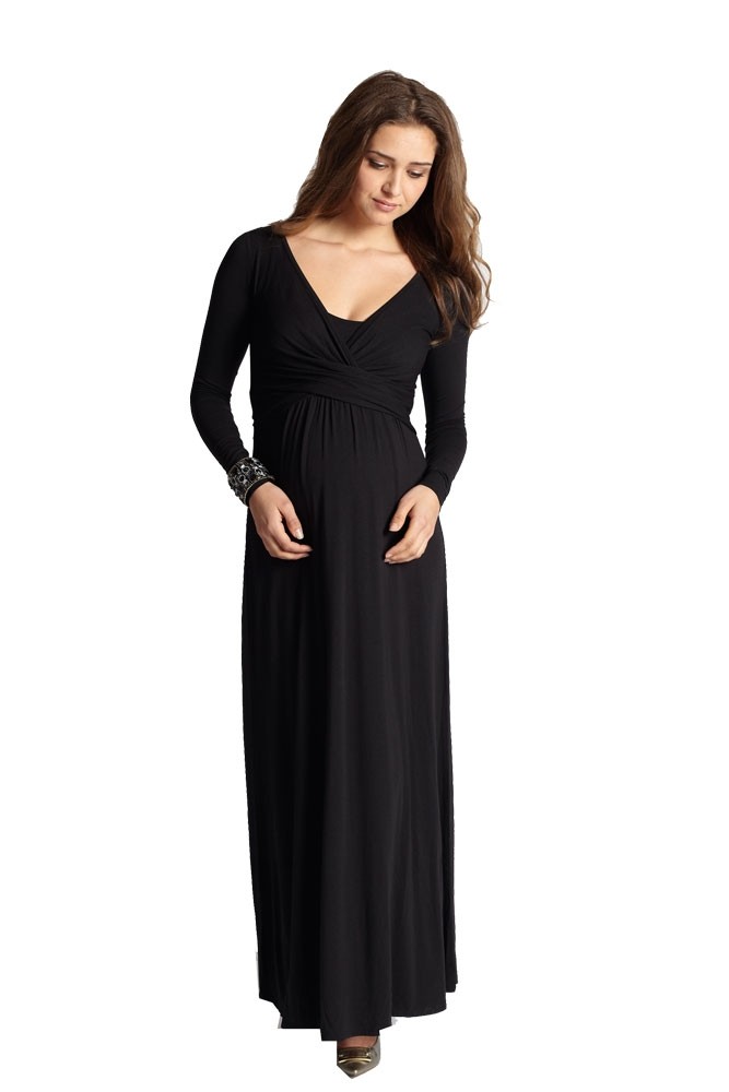 Felicity Wrap Maxi Nursing Dress (Black)