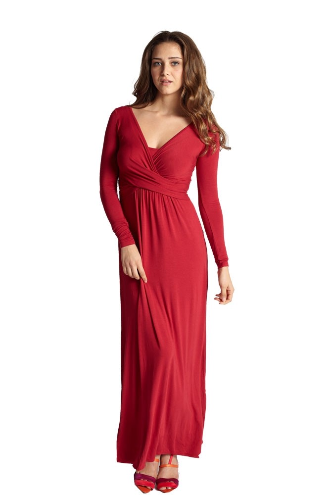 Felicity Wrap Maxi Nursing Dress (Crimson)