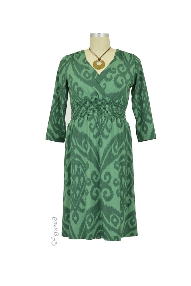 Jana D&A Surplice 3/4 Sleeve Nursing Dress (Ikat)