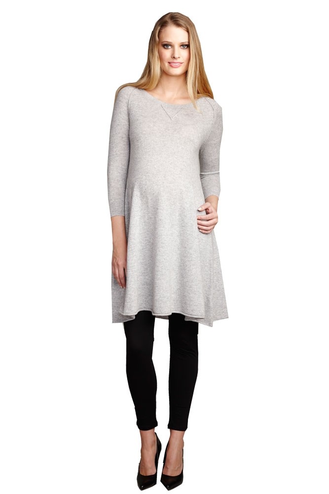 Mallory Cashmere Maternity Sweater Dress (Heather Grey)